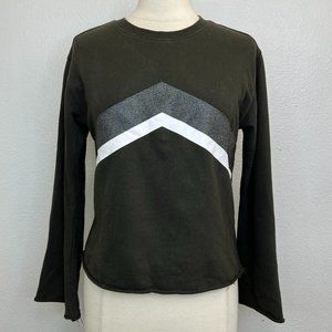 Studio Collection By David Lerner Womens Green Crop Sweater Raw Hem/Cuff Size XS